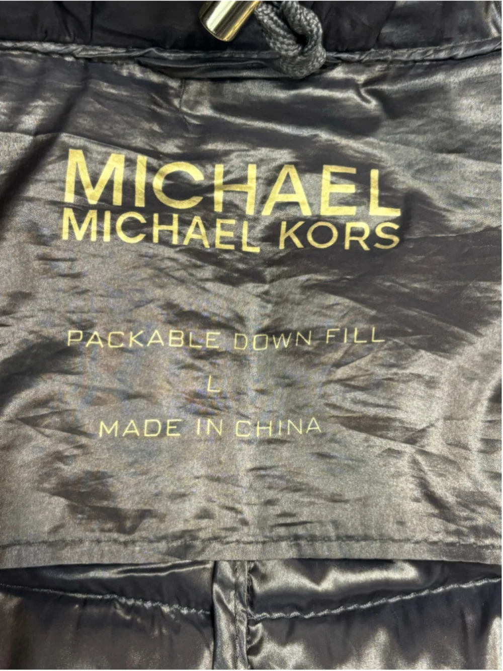 Women's Michael Kors Packable Puffer Jacket Brown Bronze Gold Hardware Large